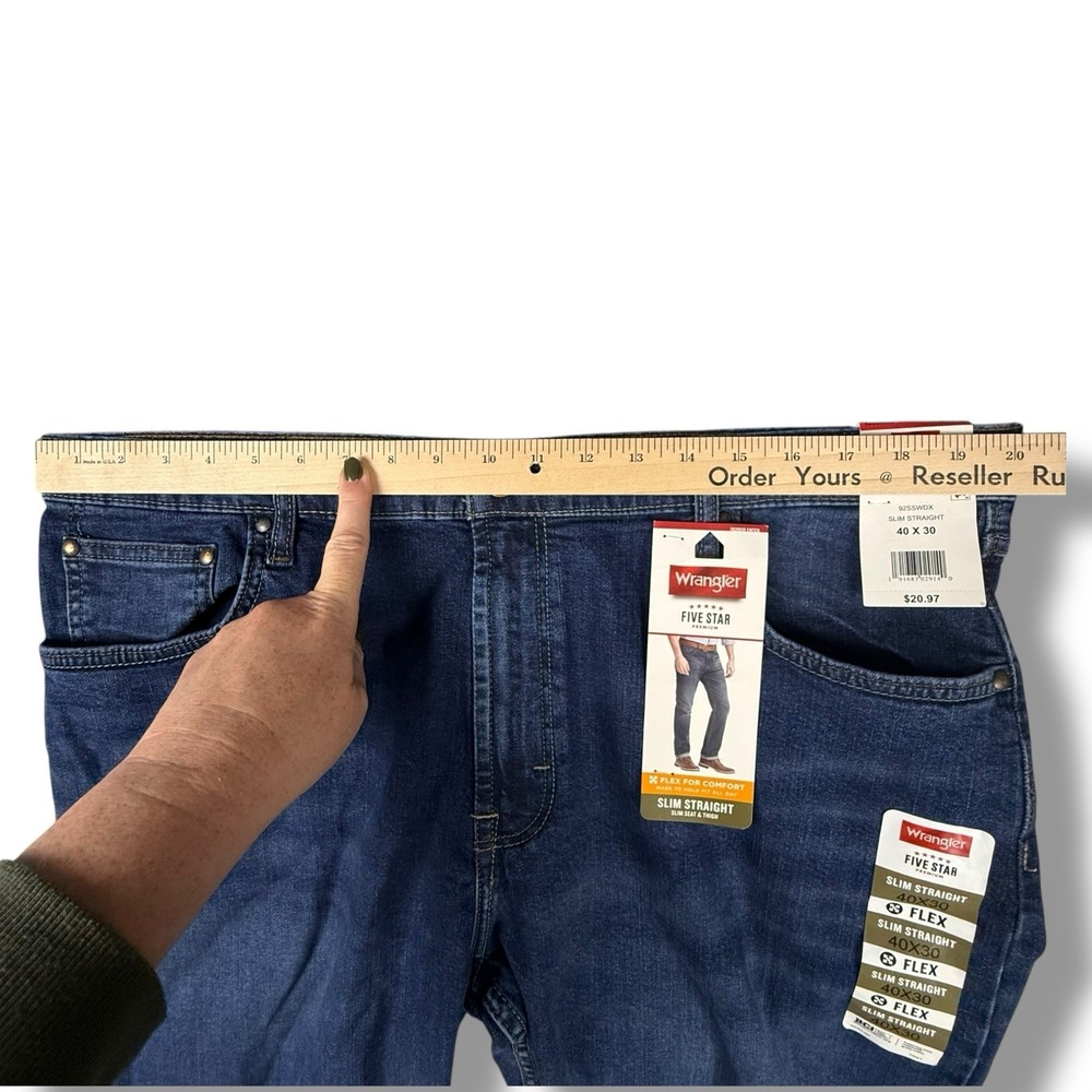 Wrangler 5-Pocket Slim‎ Straight Denim Jeans Men's Size 40x30 Flex Stretch New - Picture 6 of 8
